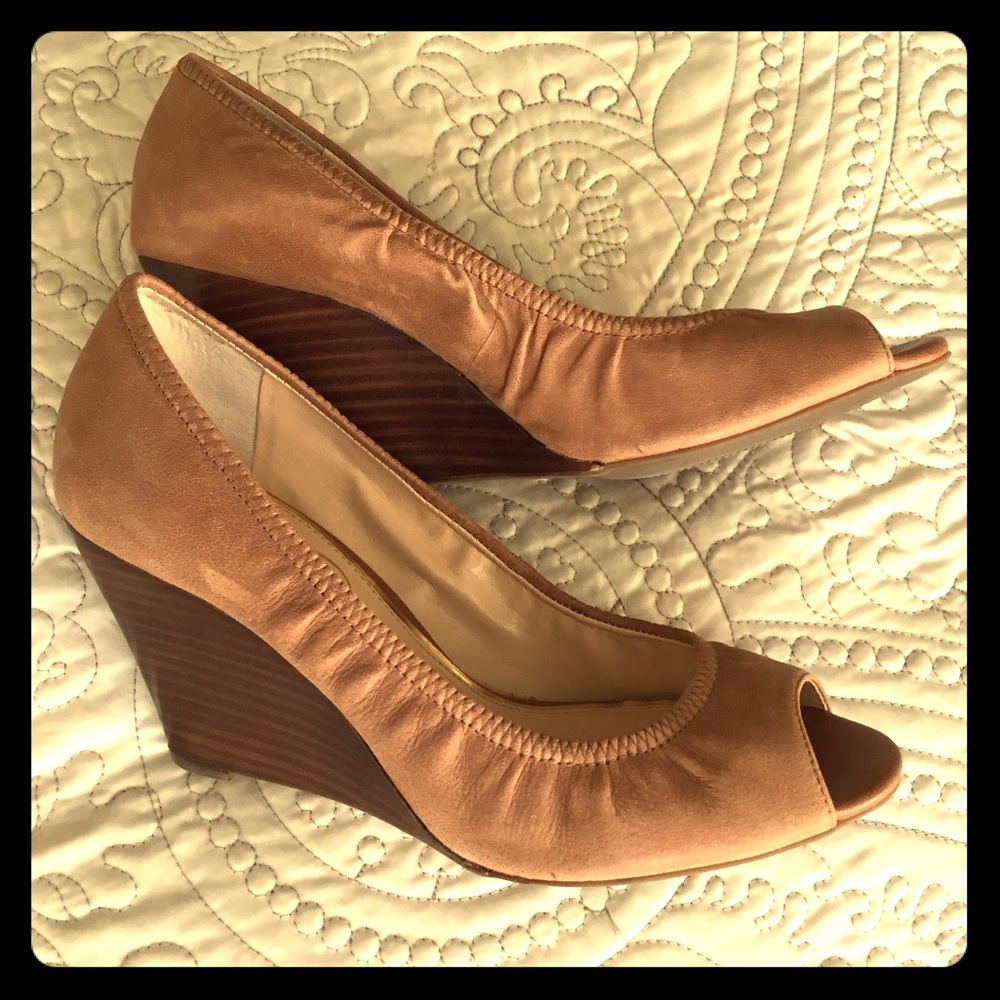 Jessica Simpson Leather Peep Toe Wedge